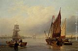 French fishing vessels heading out to sea by James Wilson Carmichael